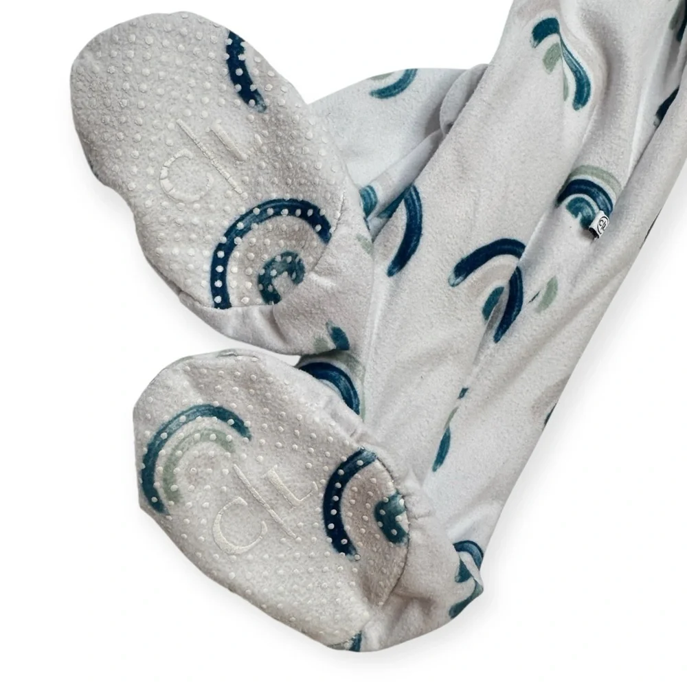 Caden Lane Newborn White and Blue‎ Footies One Piece